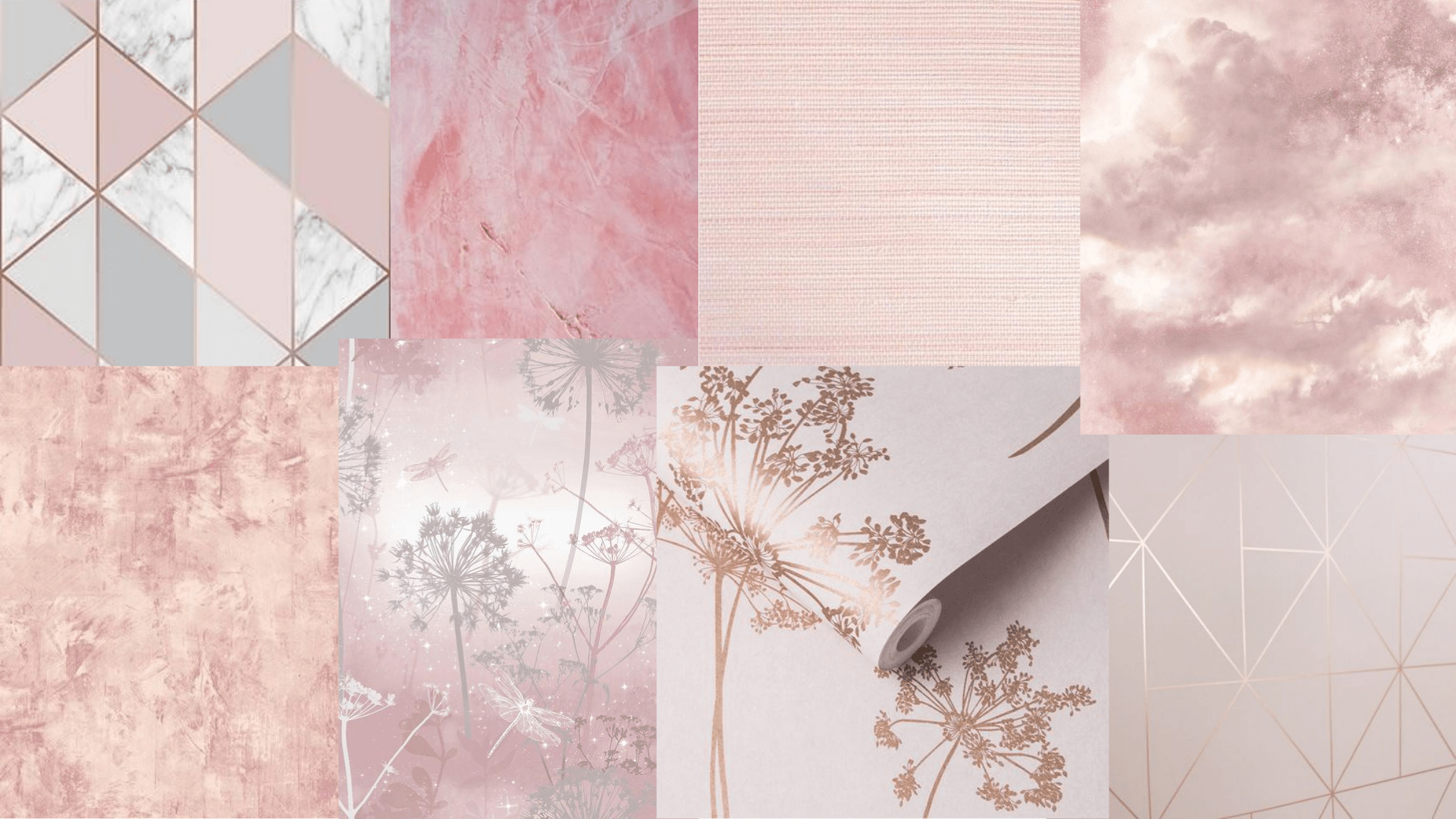 A collage of pink and rose gold geometric designs - Blush
