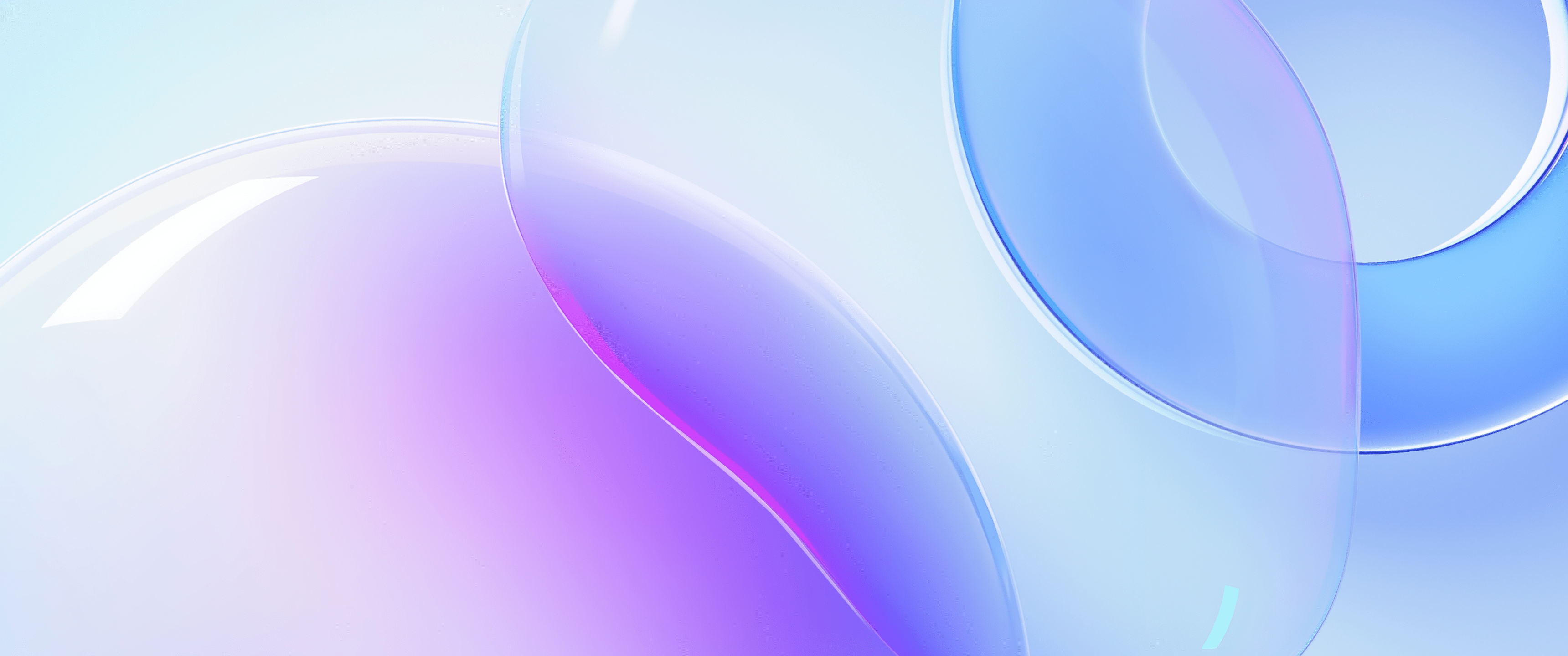 A blue and purple abstract image with two semi-circular glass objects. - Bubbles