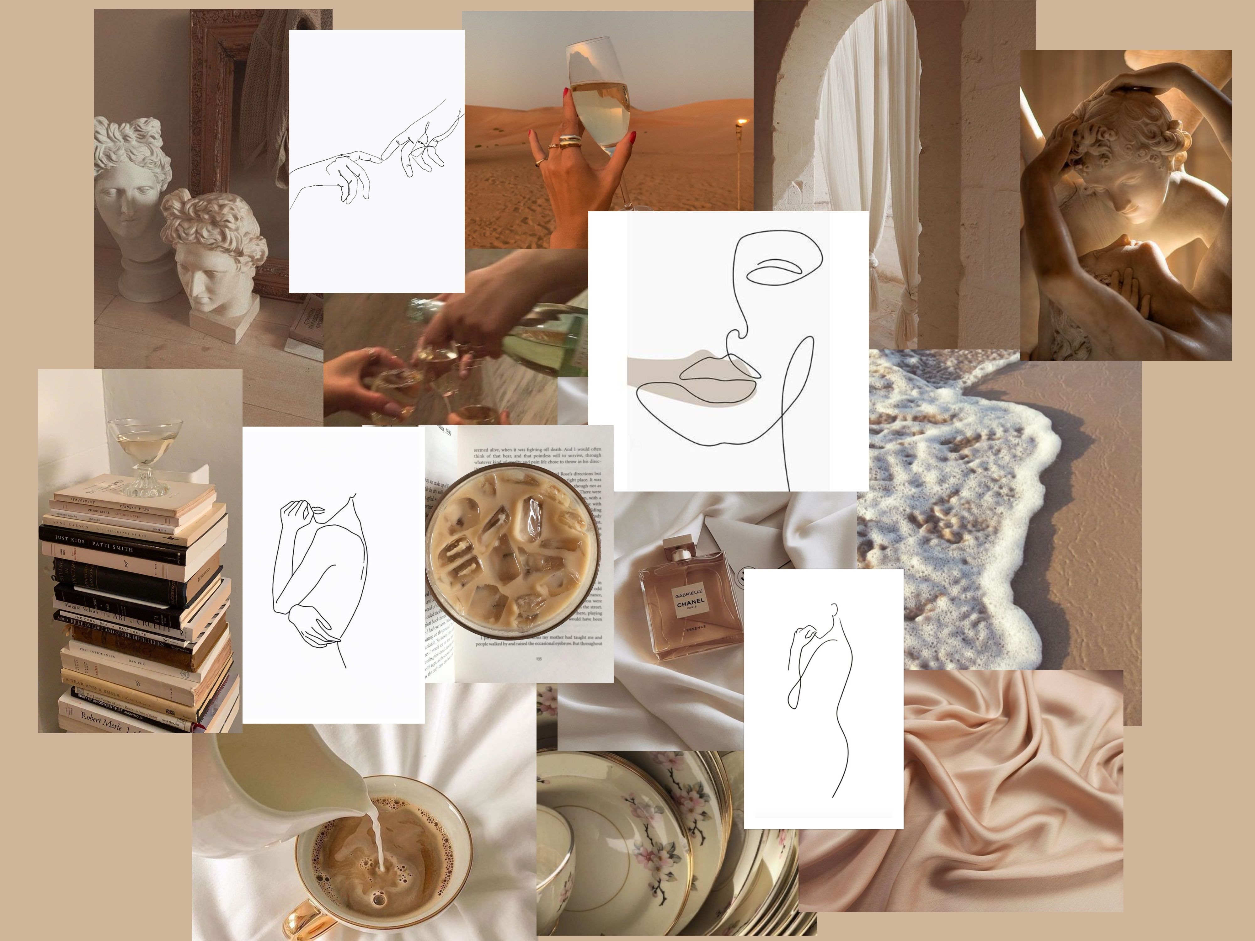 beige cream aesthetic collage. iPad, Collage, Desktop