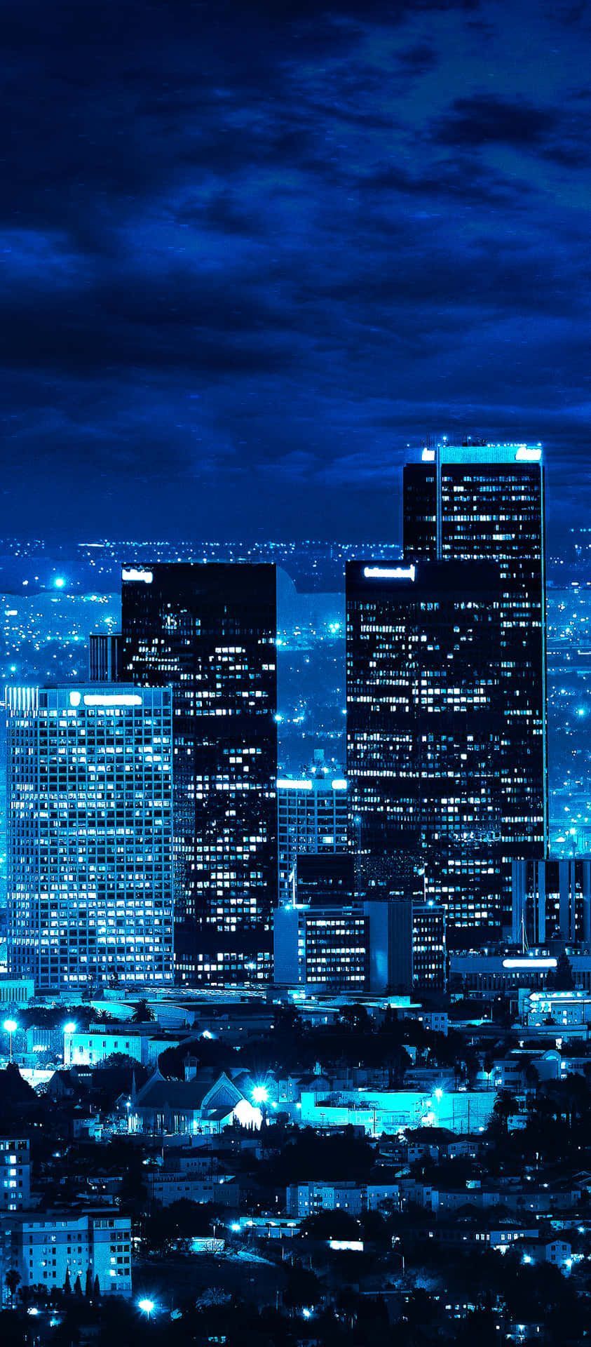Blue night city wallpaper for iPhone with high-resolution 1080x1920 pixel. You can use this wallpaper for your iPhone 5, 6, 7, 8, X, XS, XR backgrounds, Mobile Screensaver, or iPad Lock Screen - Los Angeles, skyline