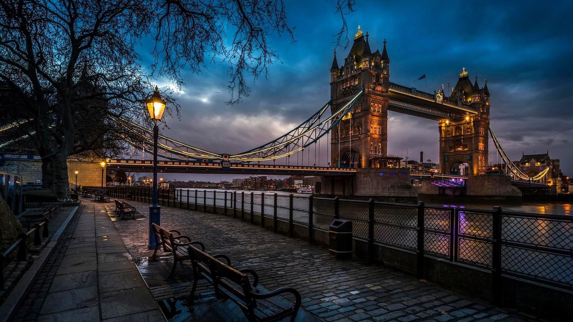 A bridge over water at night - London