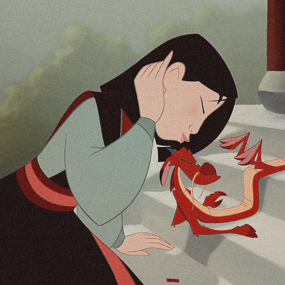 Disney's Mulan holding her red shoe and bowing to the sky - Mulan