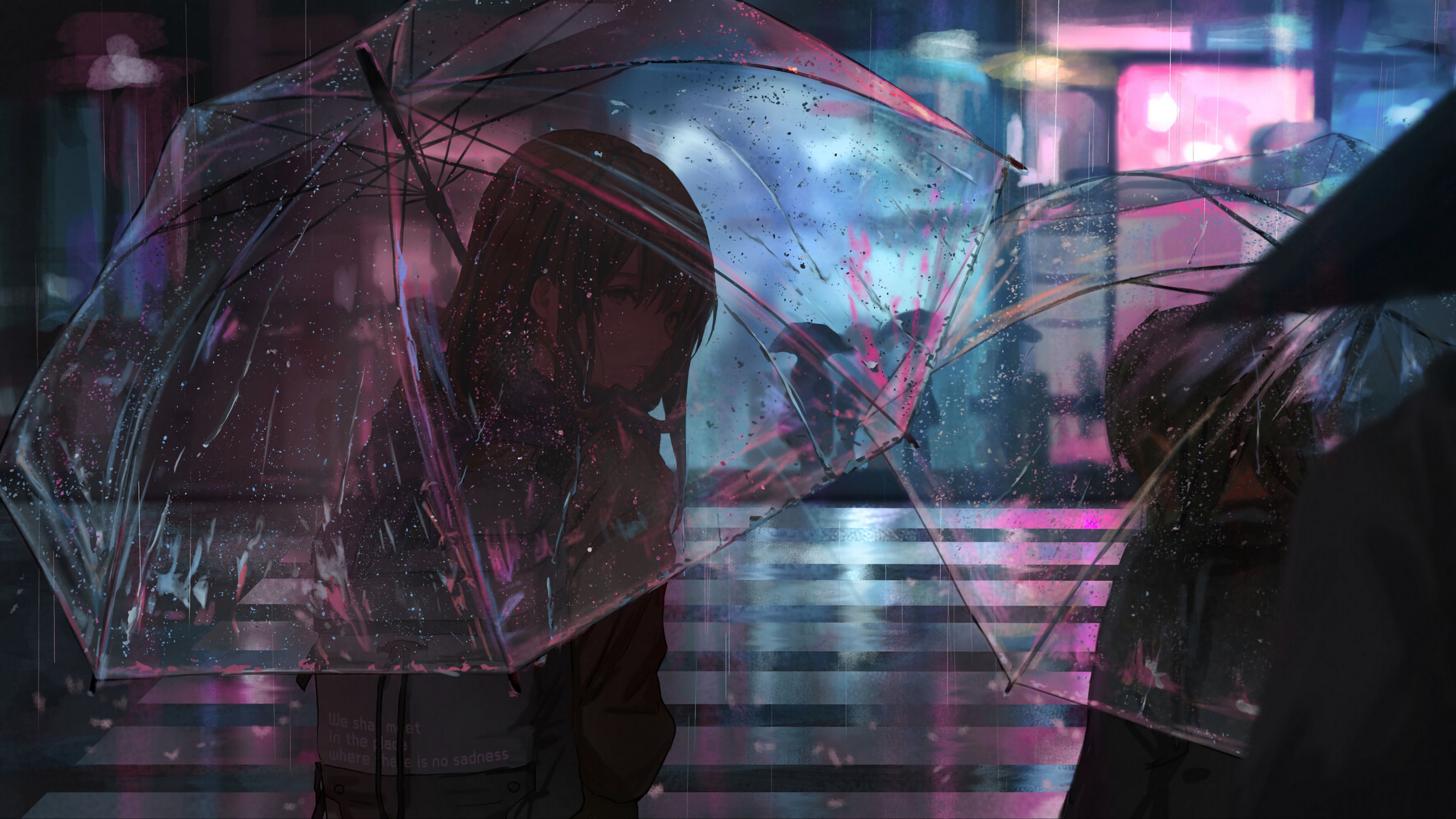 A couple of people holding umbrellas in the rain - Rain