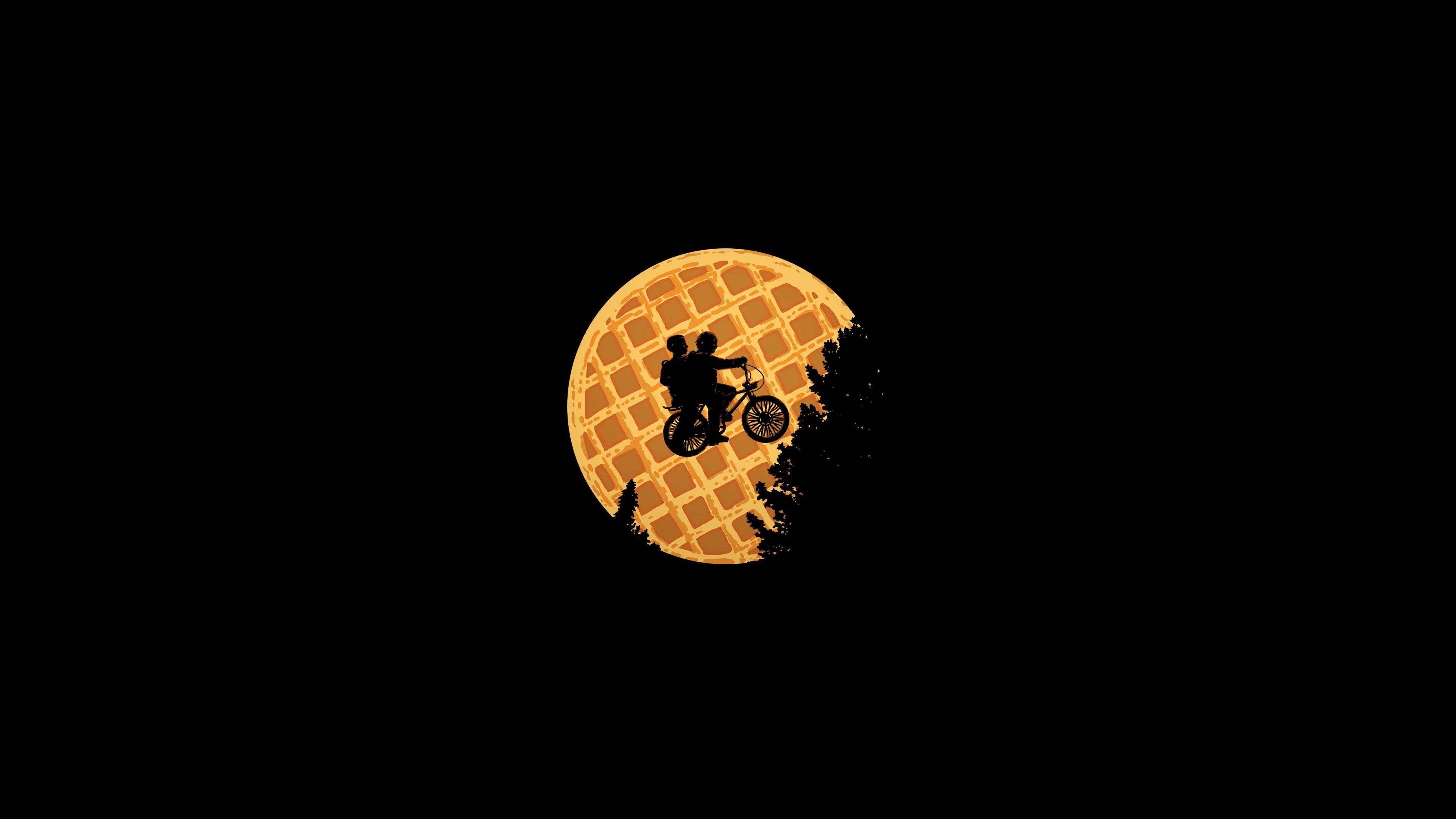 Download Stranger Things Waffle Moon And Bicycle Wallpaper