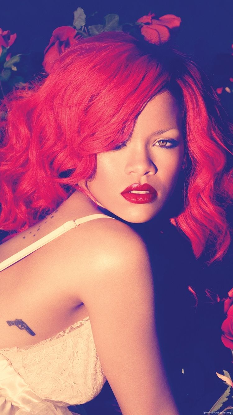 Rihanna with red hair wallpaper for iPhone 8 and iPhone 8 Plus - Rihanna