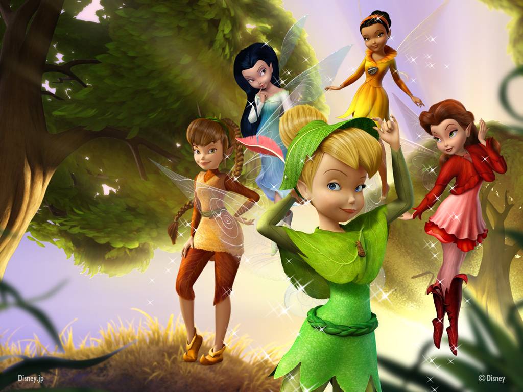 Disney Fairies wallpaper with Tinker Bell and her friends in the forest - Tinkerbell