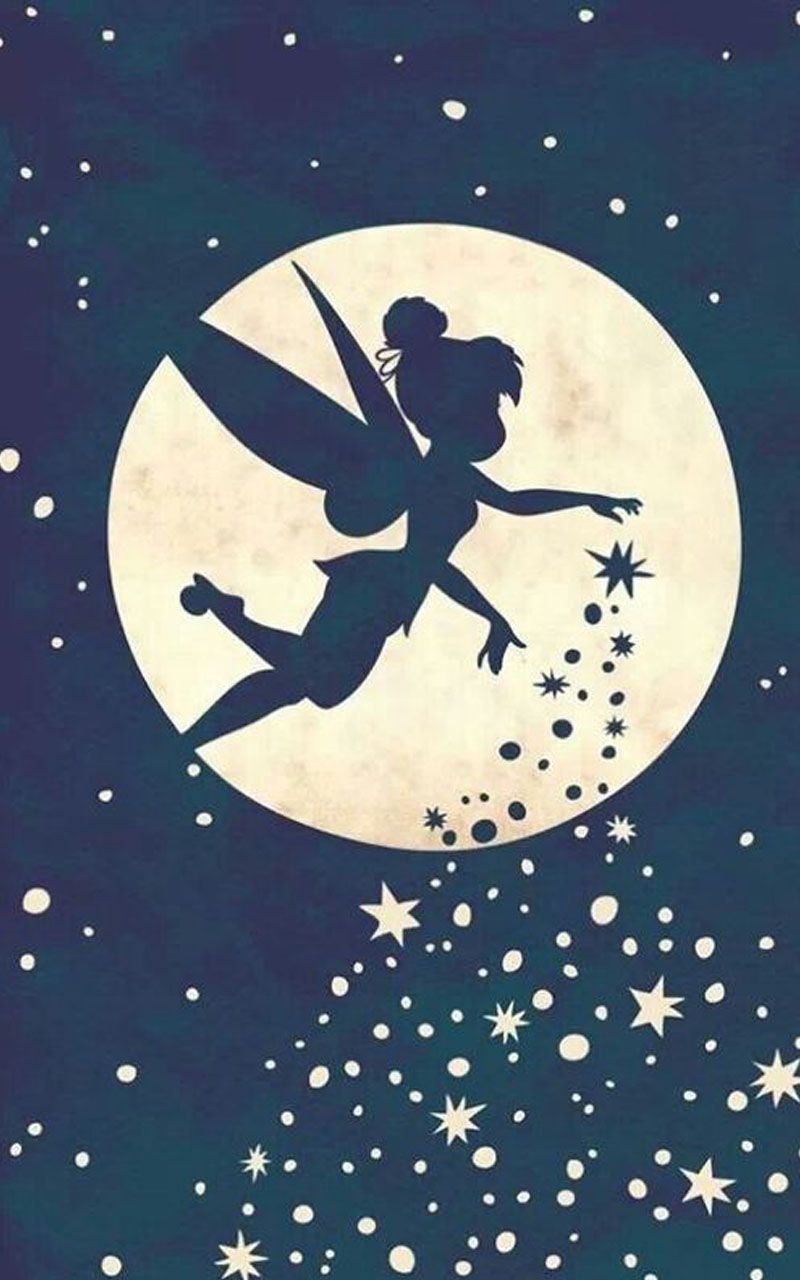 Tinkerbell silhouette on a moon background - Tinkerbell