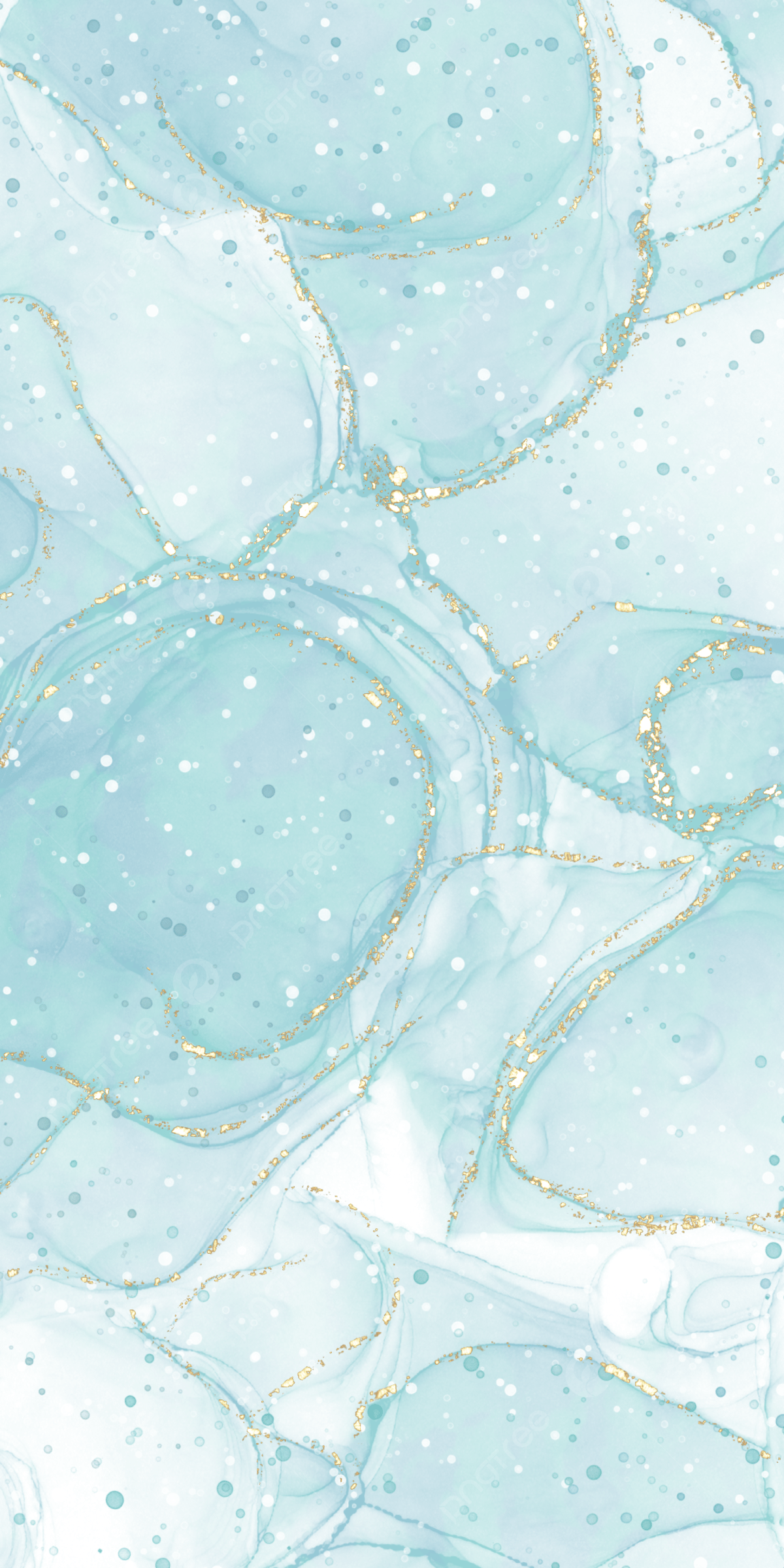 A blue painting with gold details - Turquoise, marble