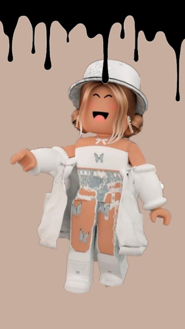 Roblox wallpaper aesthetic girl in white hat and white shirt - Roblox