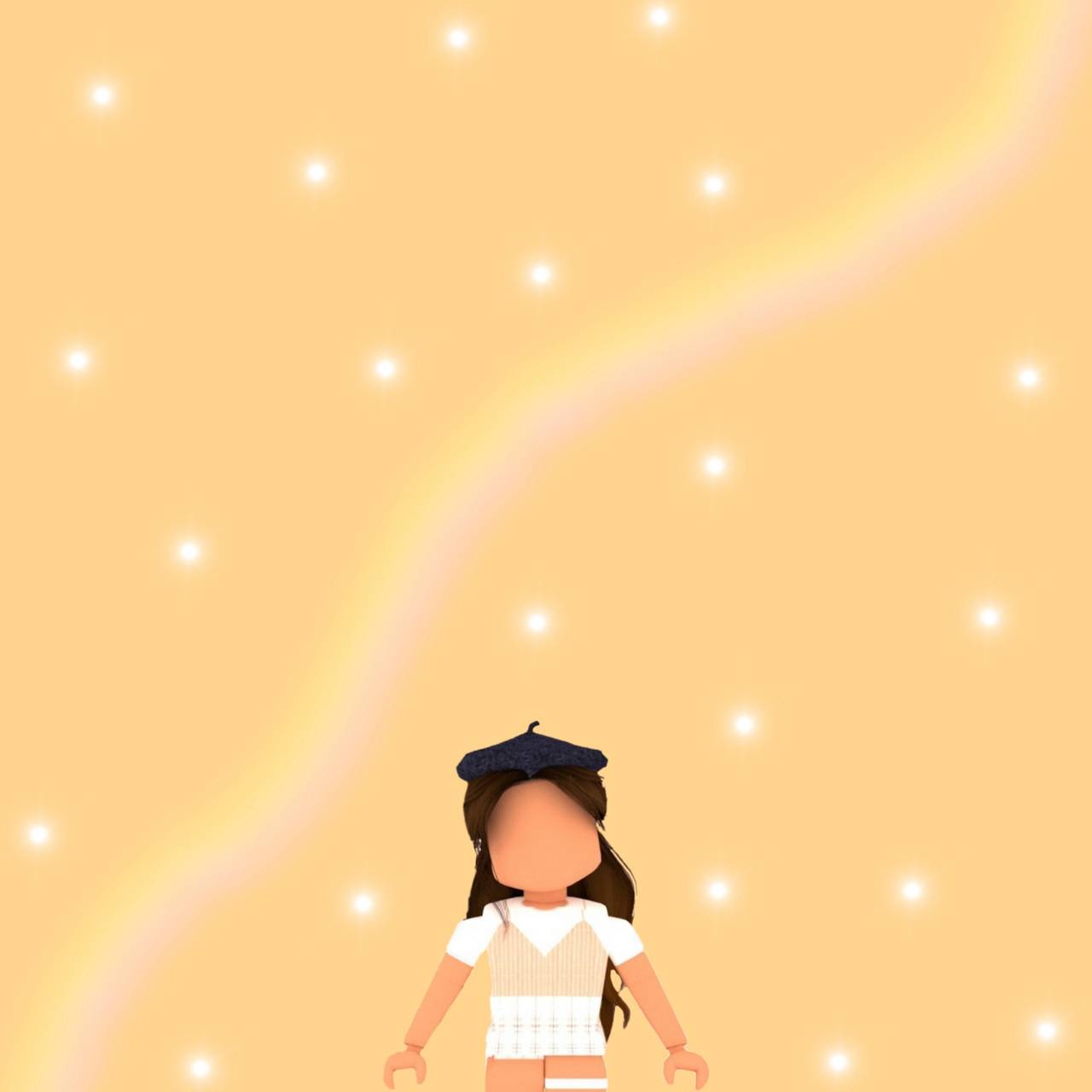 A girl in white dress and hat is standing on the ground - Roblox