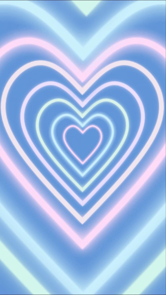 A blue background with a pink neon heart in the middle - Heart