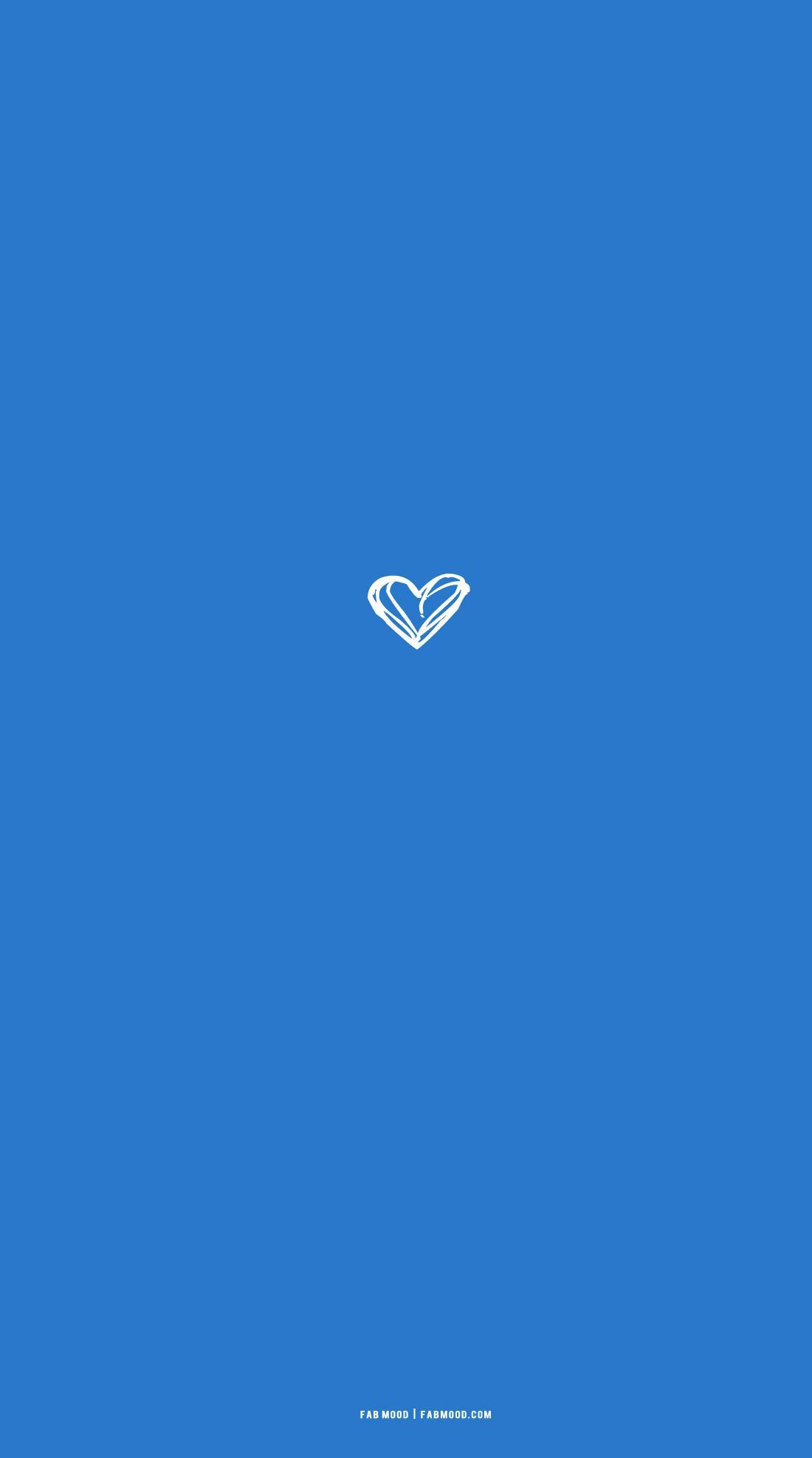 A blue wallpaper with a white heart in the middle - Heart, warm, illustration