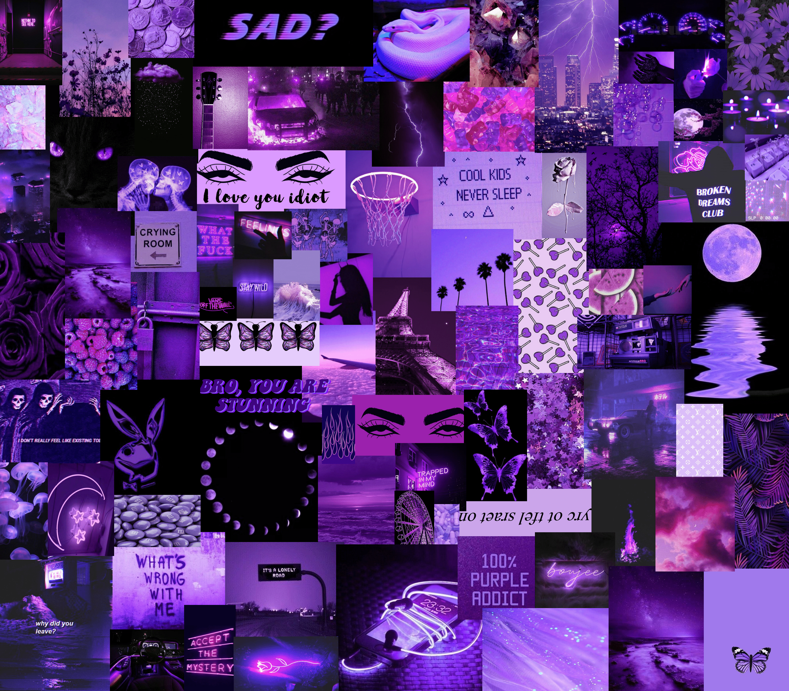 A collage of purple pictures with text - Purple, violet