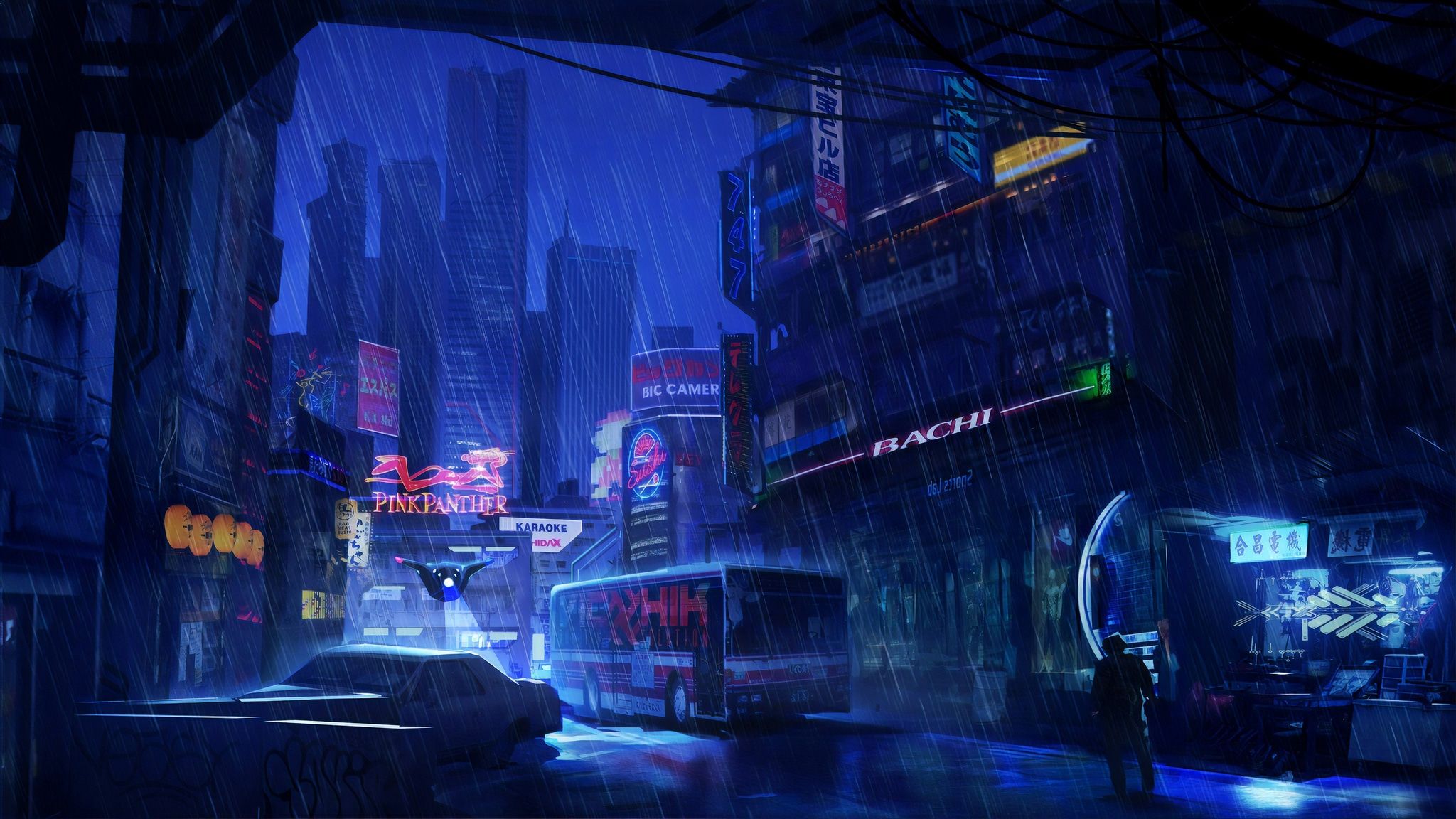 Wallpaper / cyberpunk, future, city, artist, artwork, digital art, hd, 4k, rain free download