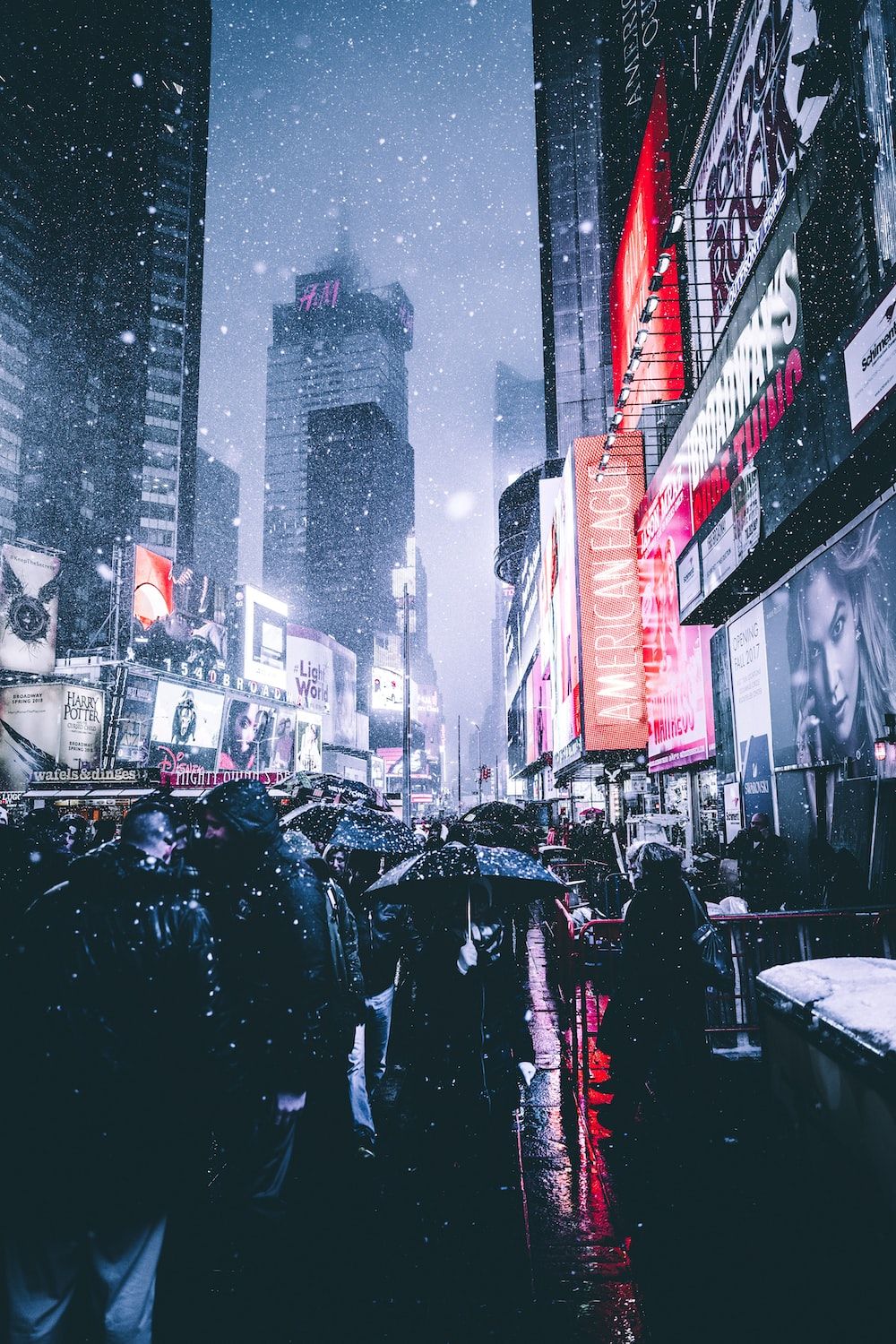 People walking on the street during snowfall - New York