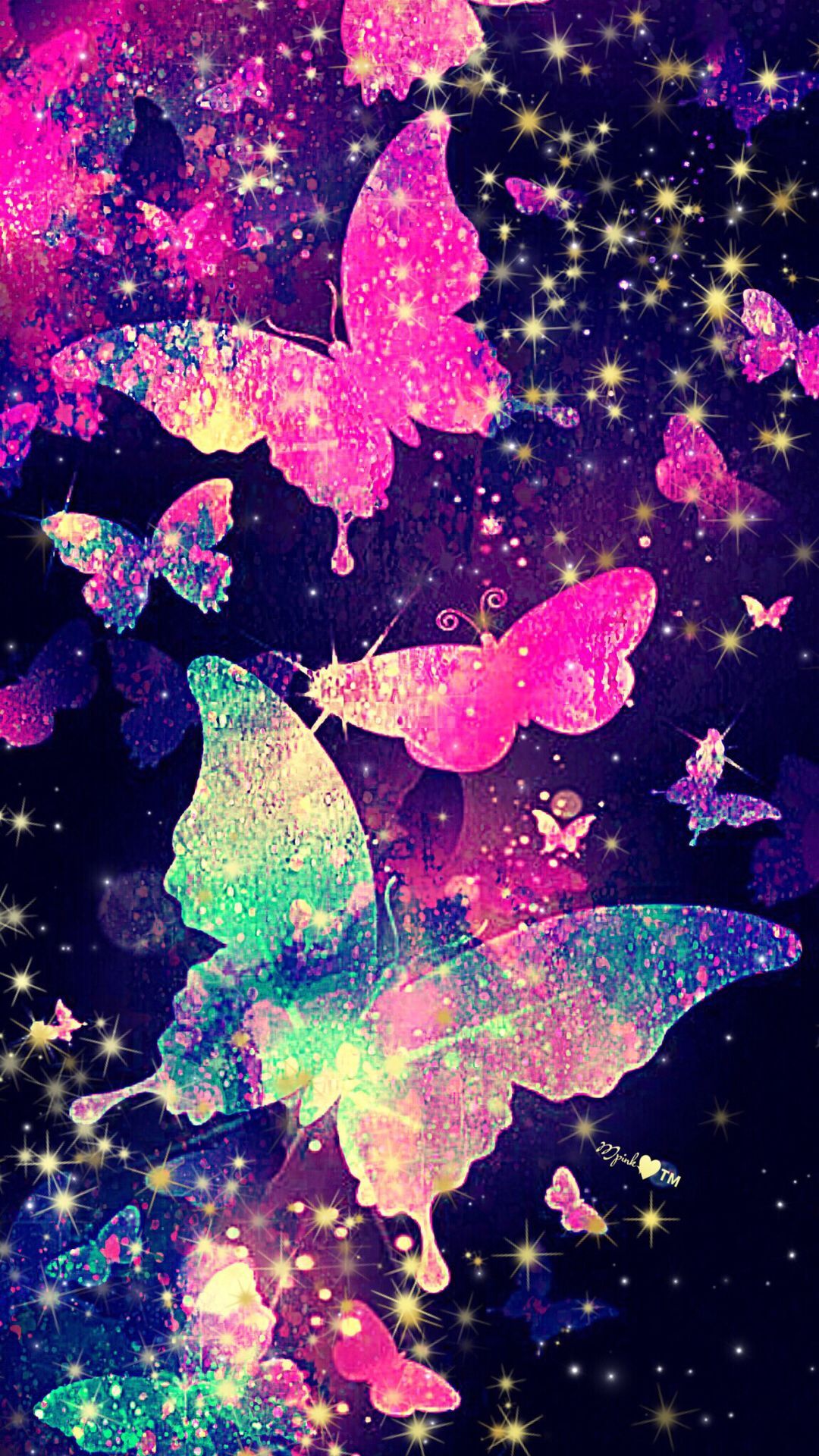 A group of butterflies flying in the sky - Glitter