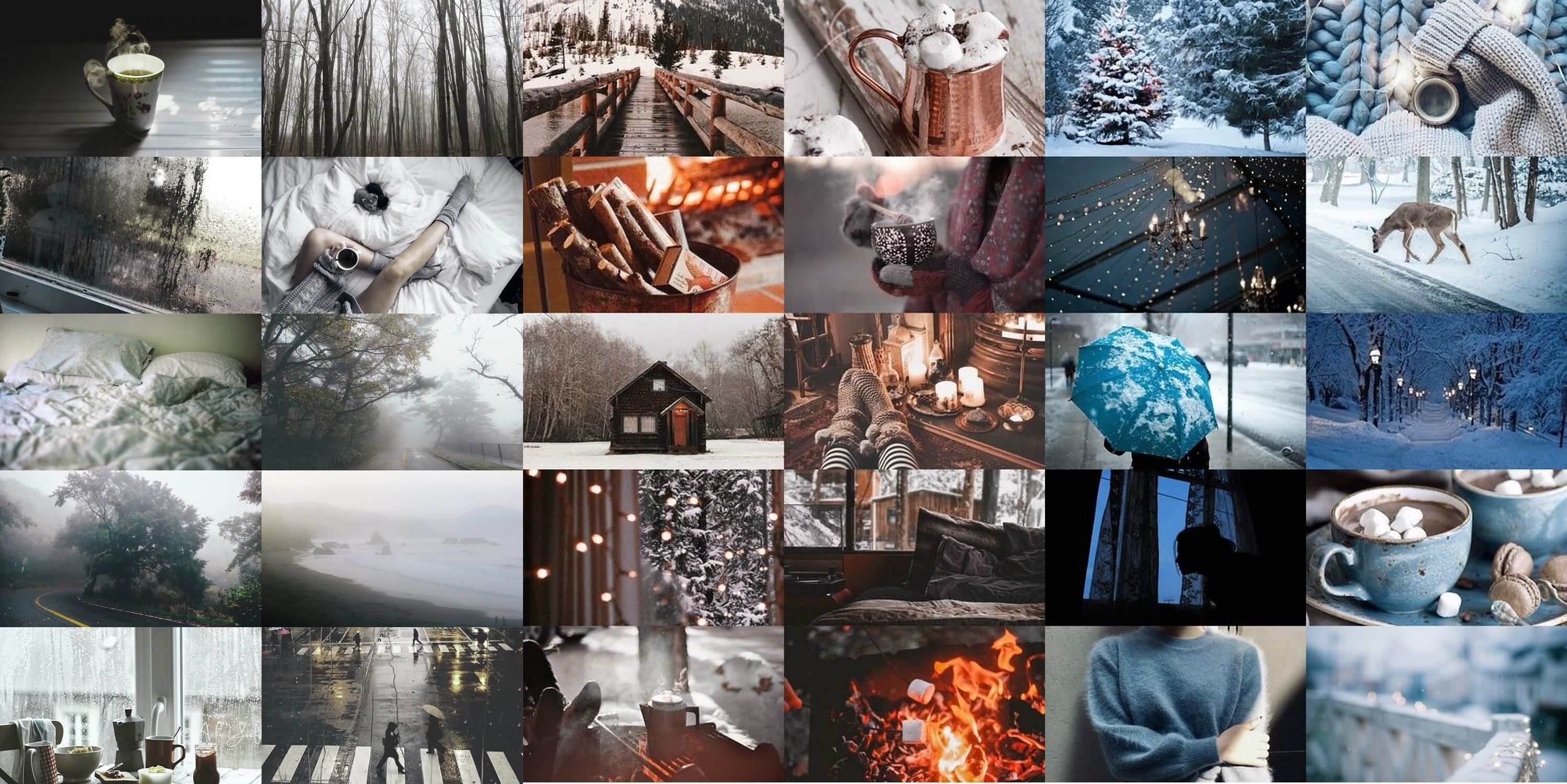 A collage of pictures with snow and trees - Winter, cozy, collage
