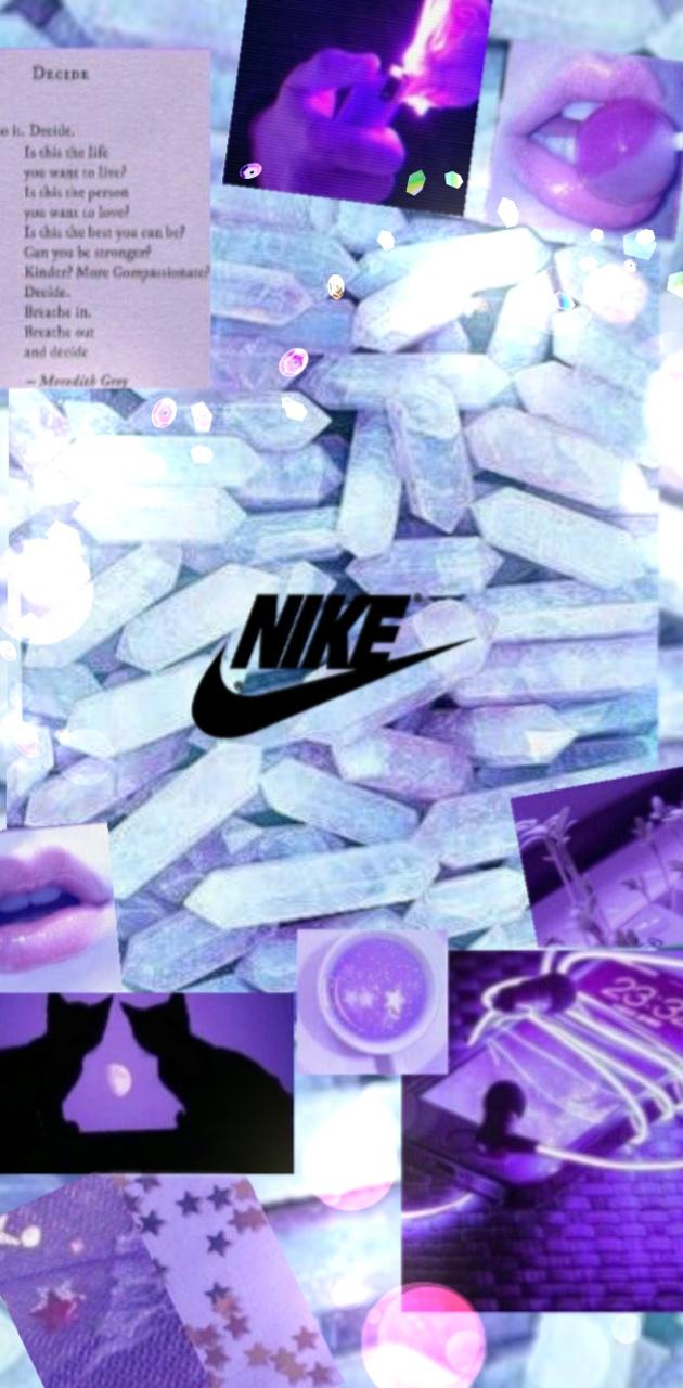 Aesthetic purple background with nike logo in the middle - Nike