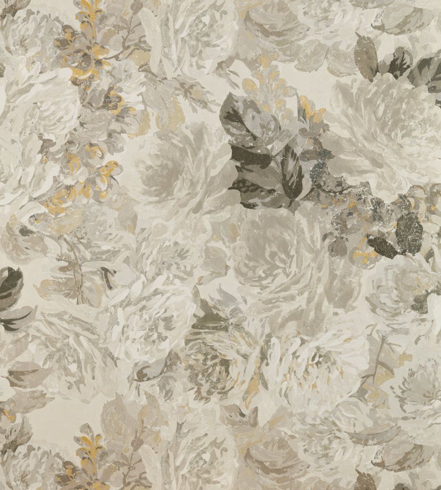 A floral patterned wallpaper with white and gray flowers - Roses