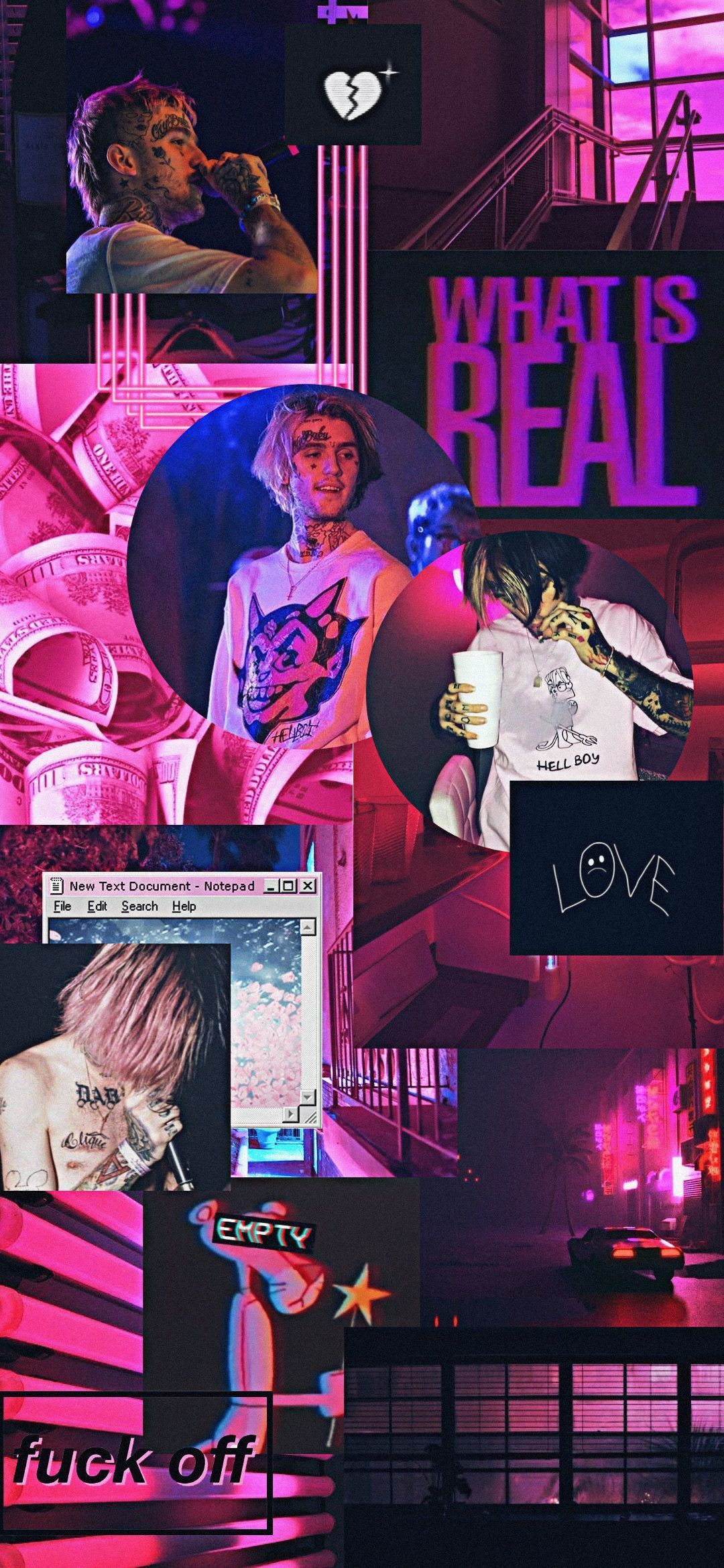 A collage of pictures with the words what is real - Lil Peep