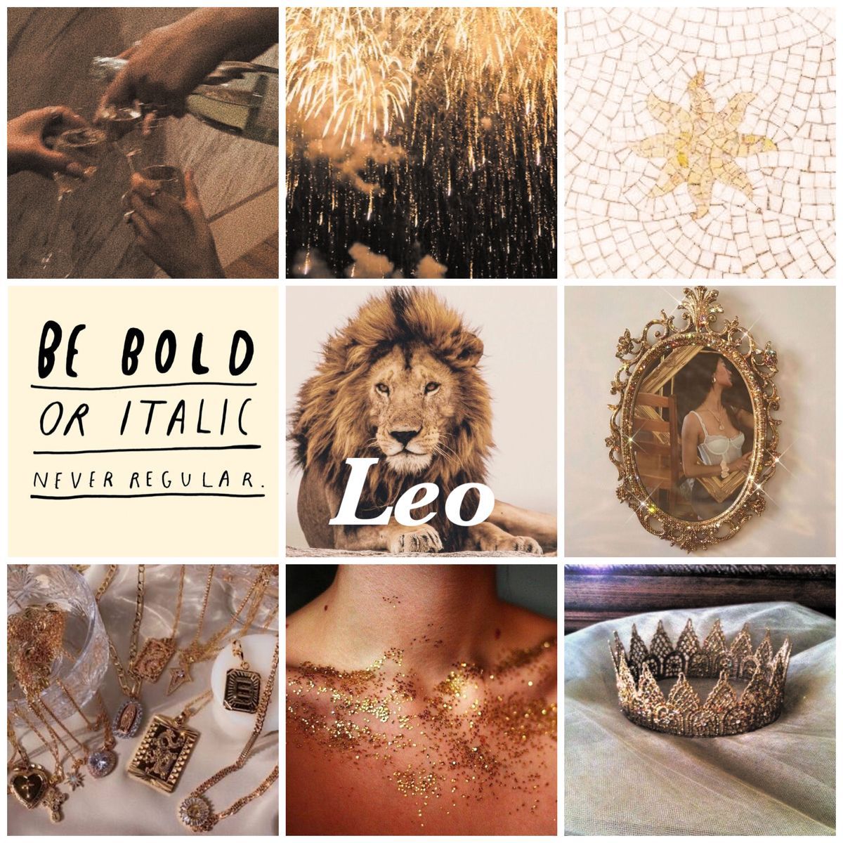 A collage of images with the words be bold or italian - Leo