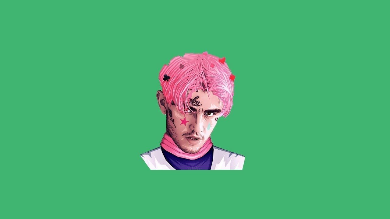 The person is a pink haired man with an eye patch - Lil Peep