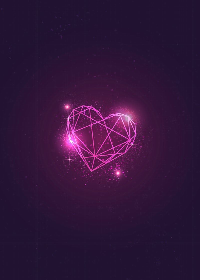 A pink heart on a dark purple background - Glitter
