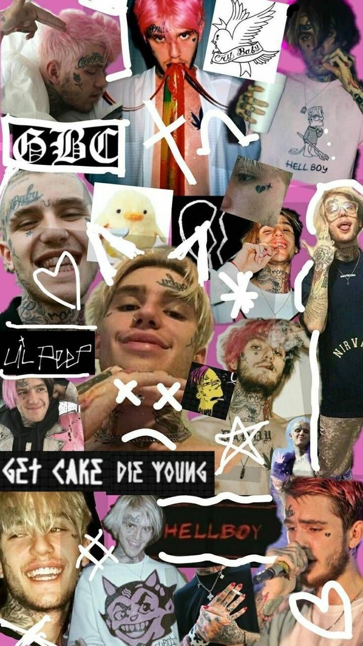 A collage of pictures with different people in them - Lil Peep