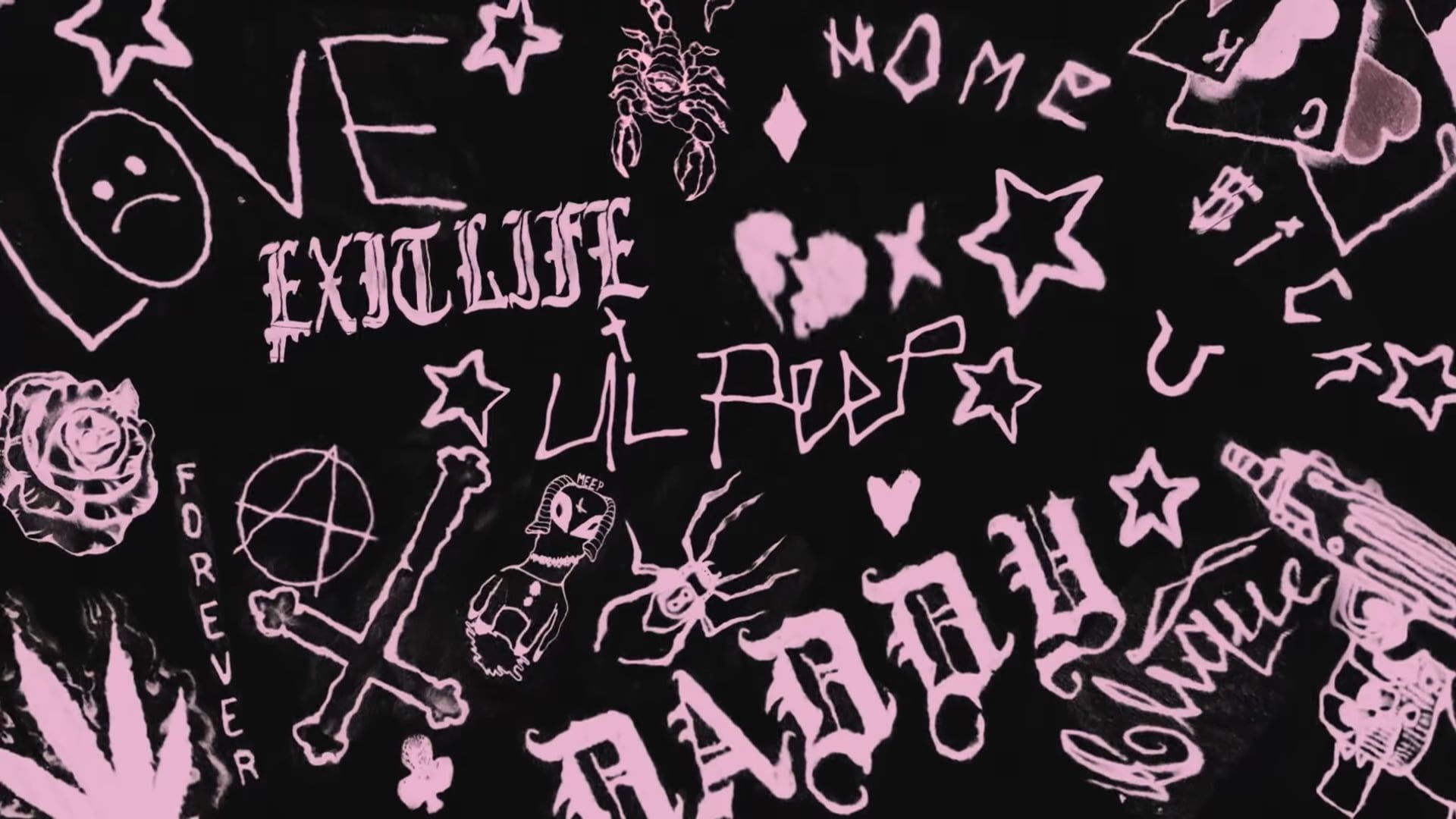 A black background with pink writing on it - Gothic, Lil Peep