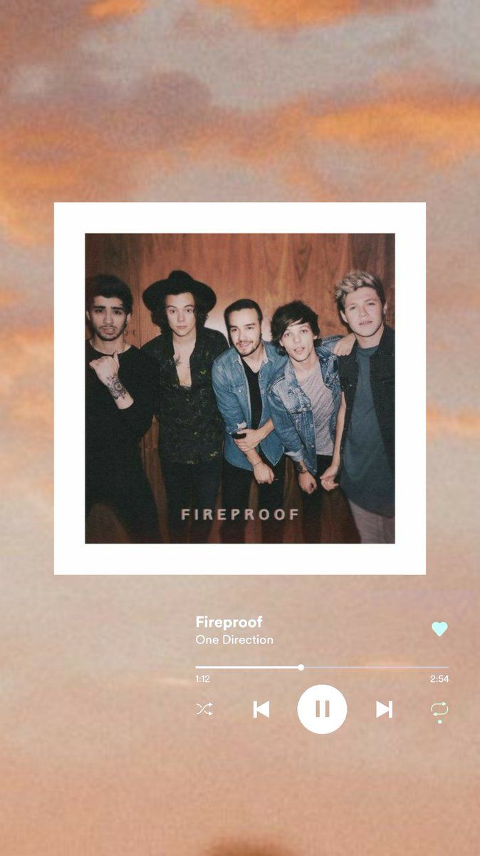 One Direction's Fireproof is playing on the screen of a phone. - One Direction