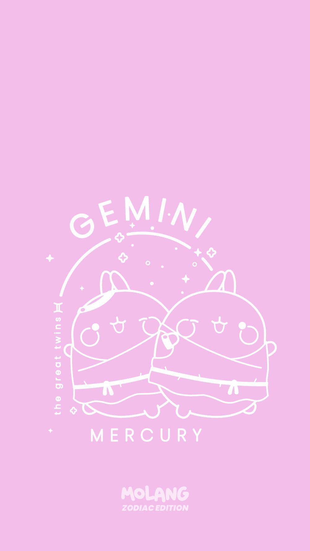 A cute illustration of Gemini Mercury, the great twins. - Molang, Gemini