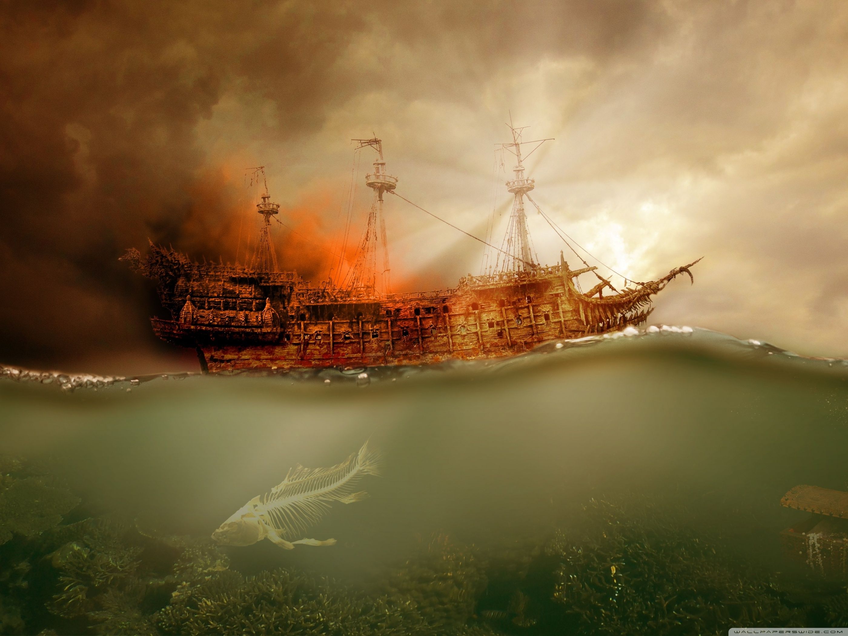 The sunken ship 4K HD Desktop Wallpaper for 4K Ultra HD TV - Pirate
