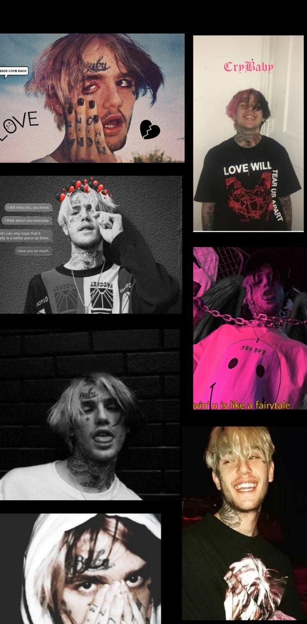 A collage of pictures with different people in them - Lil Peep