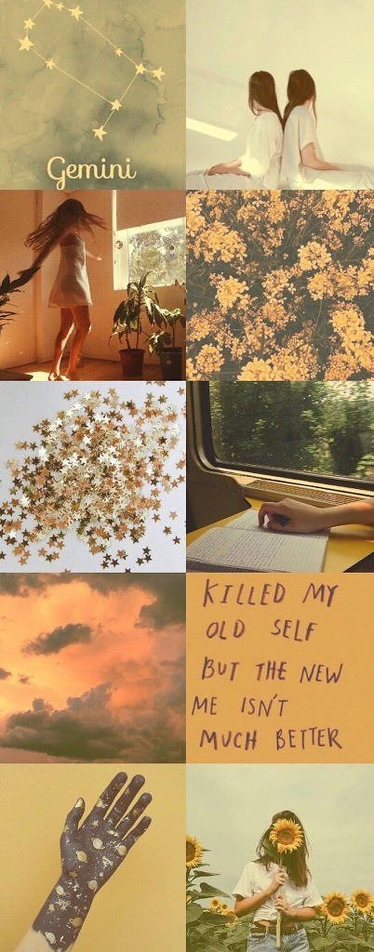 A collage of pictures with the words, i let my old self go - Gemini