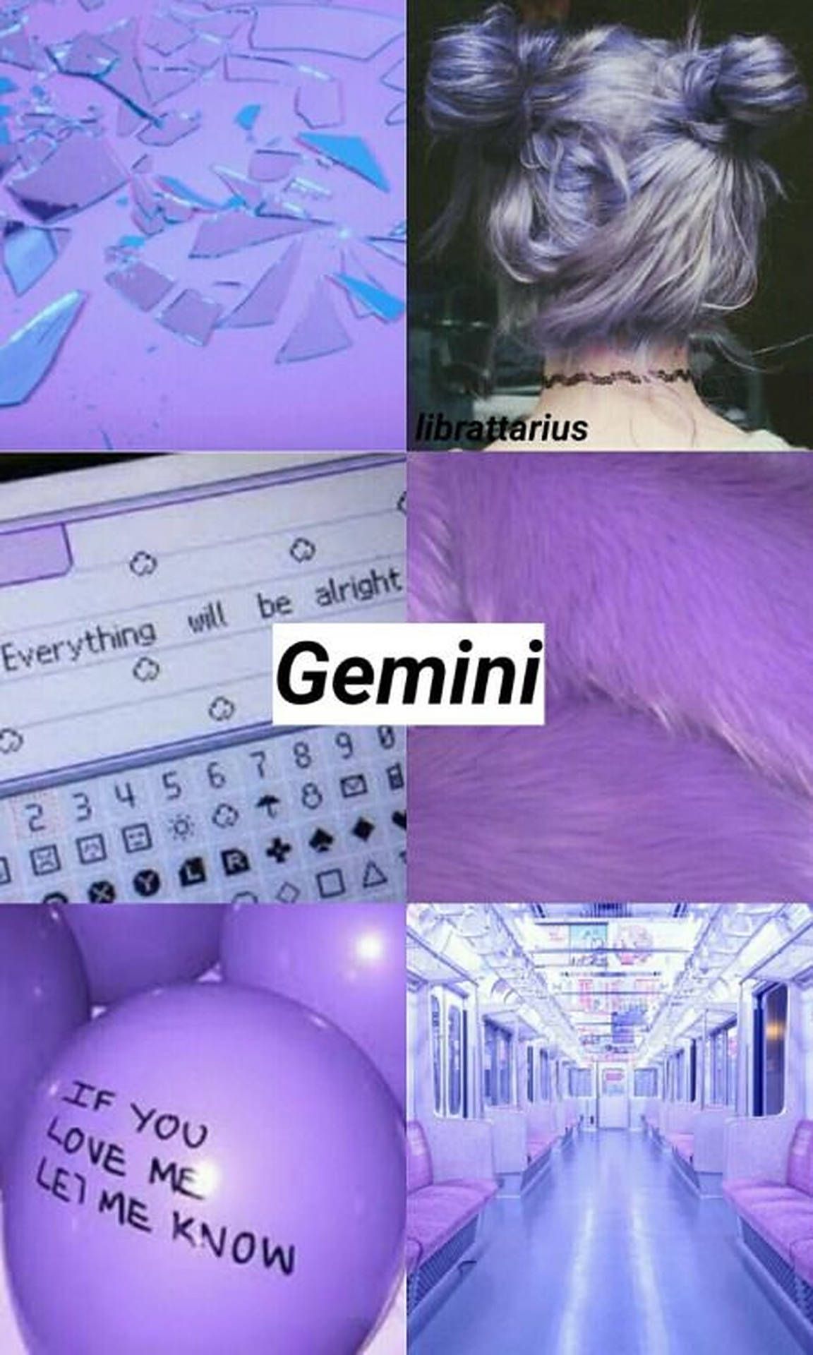 A collage of purple and pink with the words gemini - Gemini