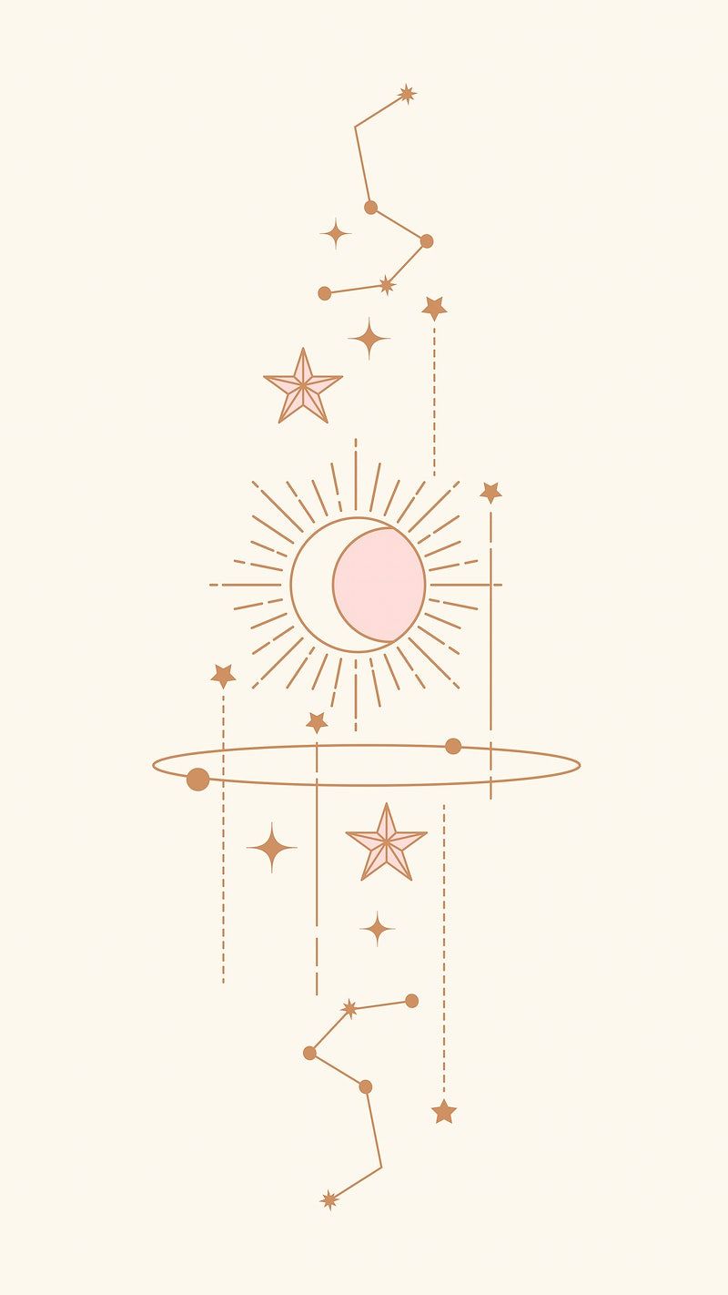 A drawing of the sun, moon and stars - Leo, boho, sun