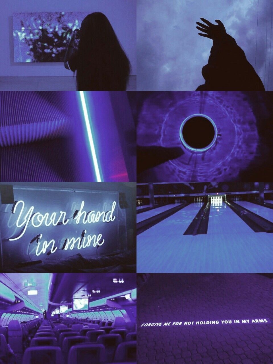 A collage of pictures with purple lighting - Gemini