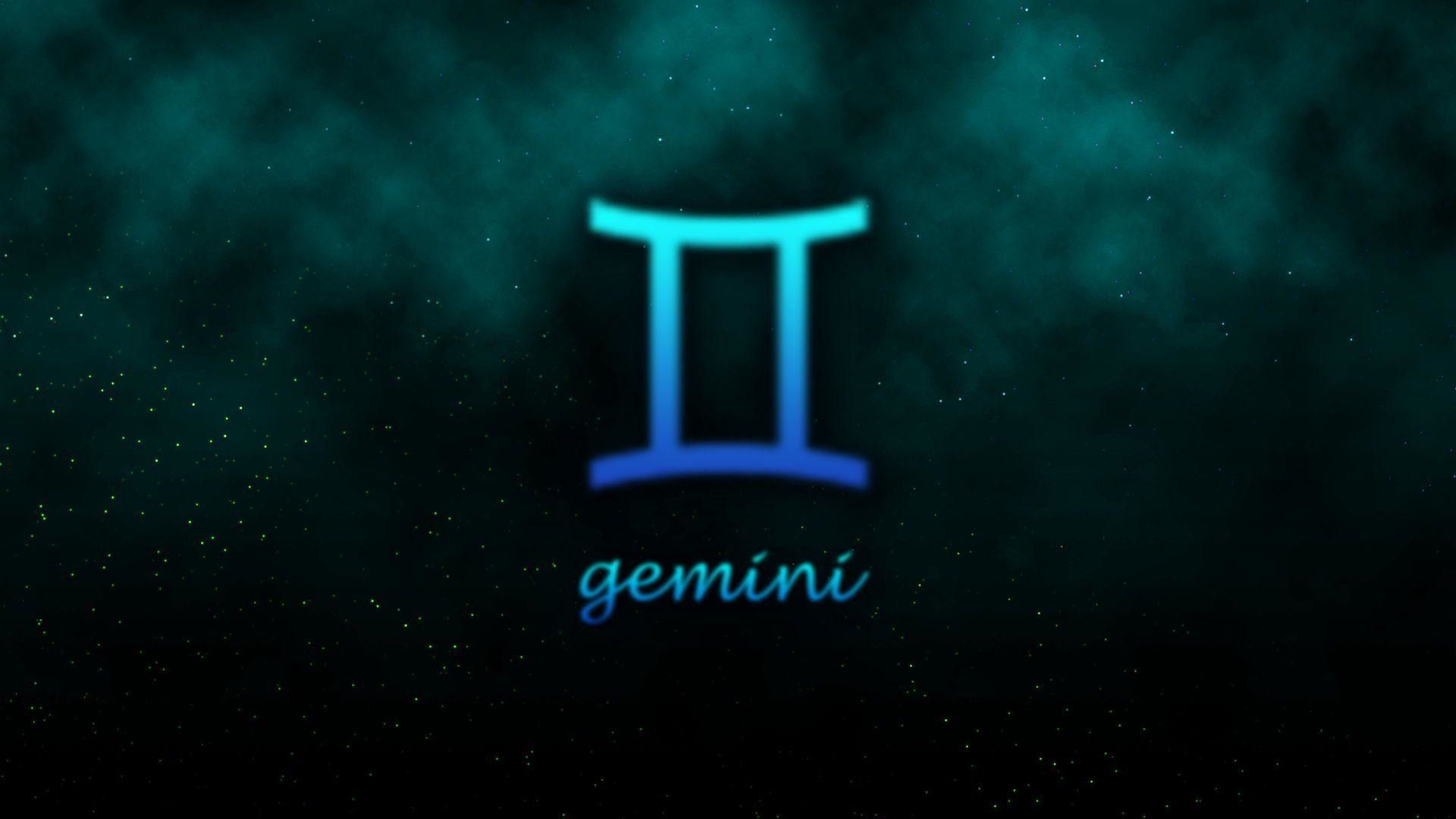 The sign of Gemini on a dark background with stars - Gemini