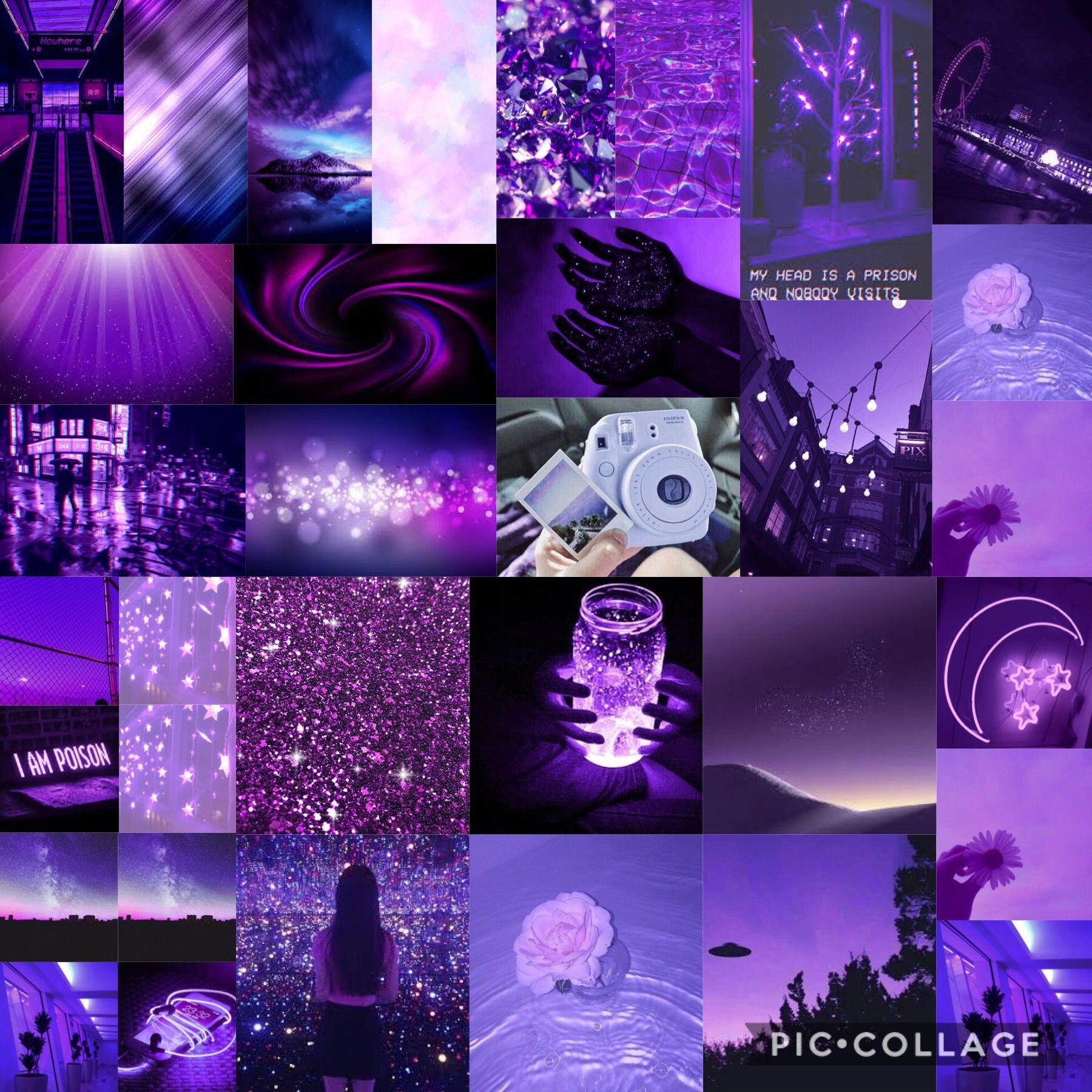 A collage of purple and black images - Sagittarius