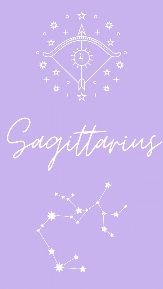 A purple background with the word Sagittarius written in white cursive. - Sagittarius