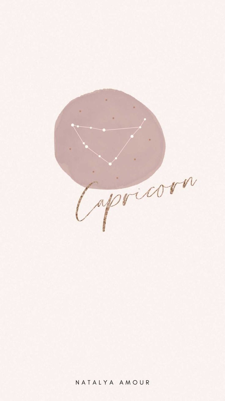Capricorn zodiac sign, in the middle of a pink circle, white background, phone wallpaper ideas - Capricorn