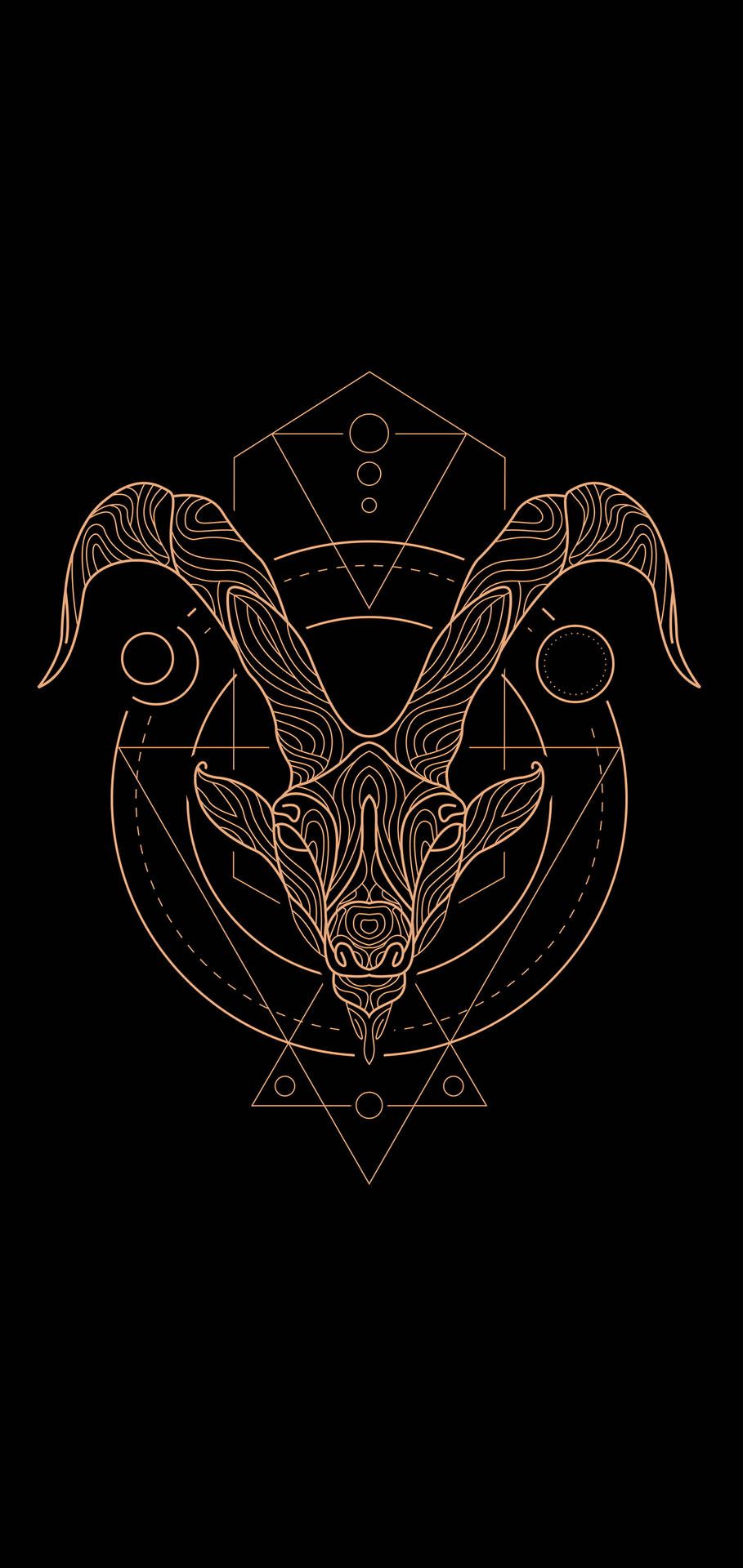 A ram with horns and geometric shapes on it - Capricorn