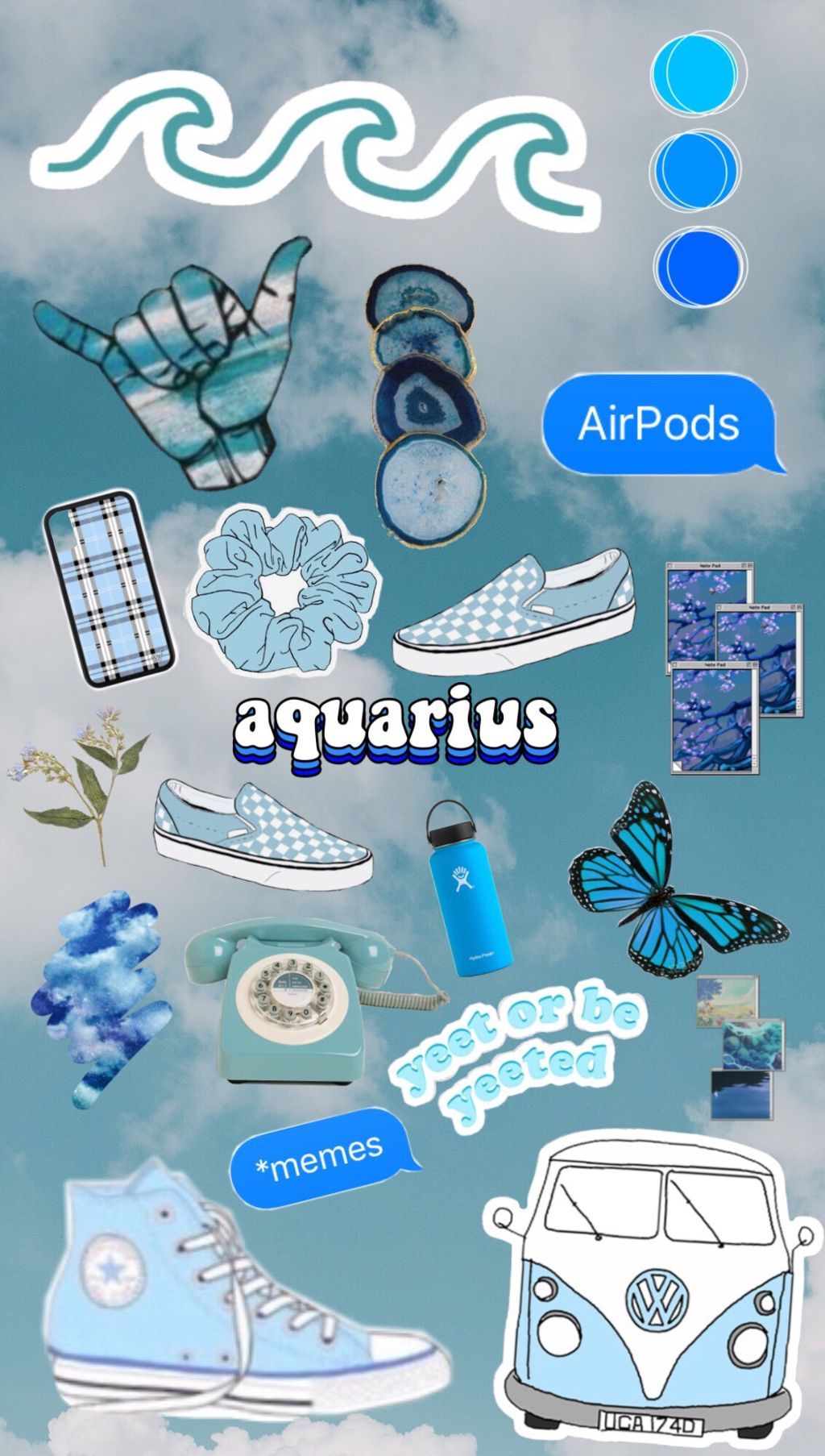 A collection of stickers with different designs - Aquarius