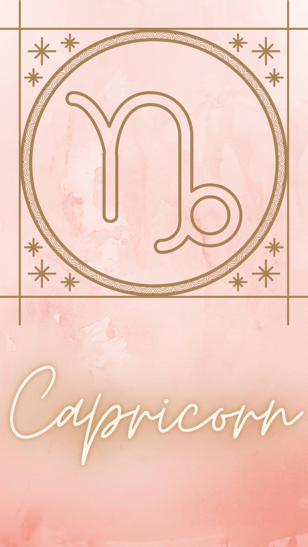 A pink and gold poster with the zodiac sign capricorn - Capricorn
