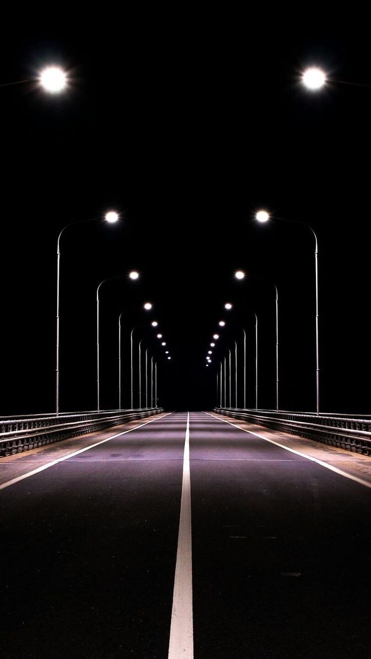 Night road wallpaper for iPhone and Android mobiles. - Road