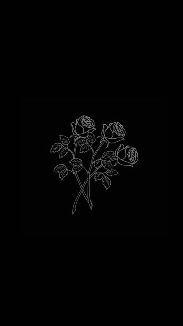 Aesthetic wallpaper for phone with black background and white roses - Black, black rose, black and white