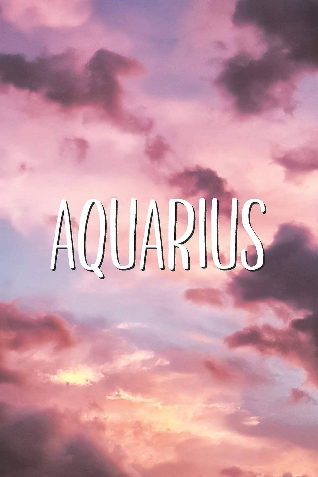 Download Aesthetic Aquarius Zodiac Pink Sky Wallpaper