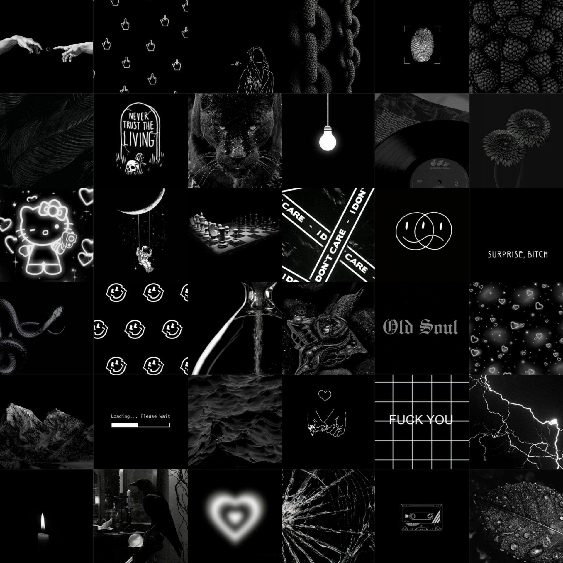 DIGITAL Black Aesthetic Collage Black Photo Wallpaper