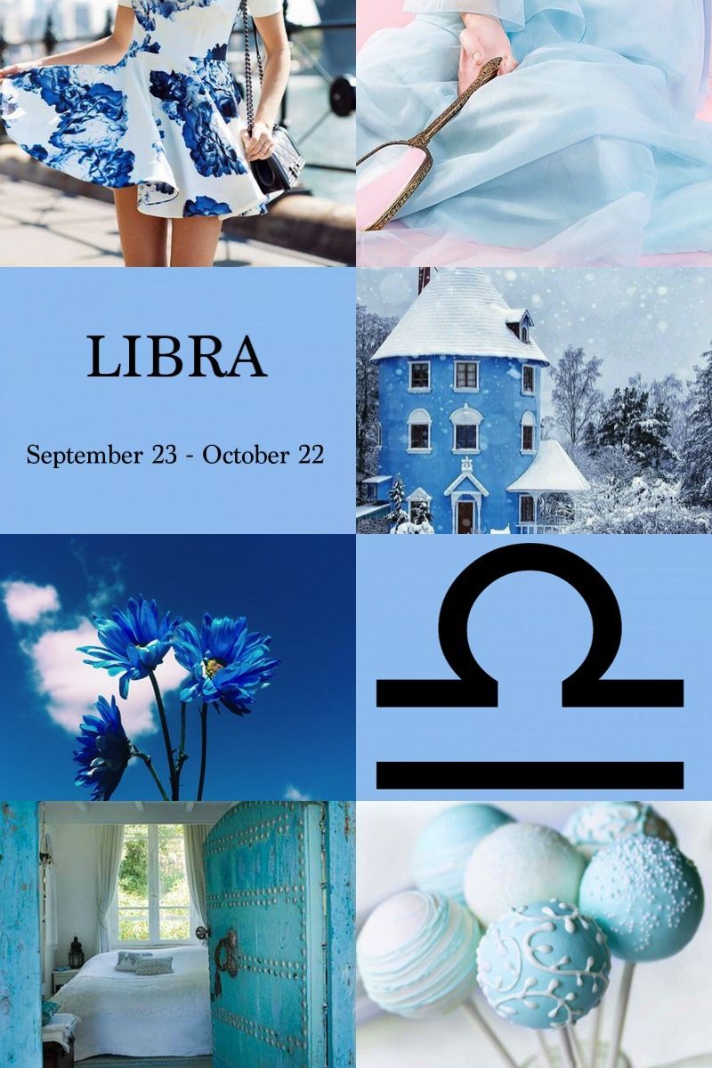 Blue and white aesthetic for the Libra zodiac sign. - Libra