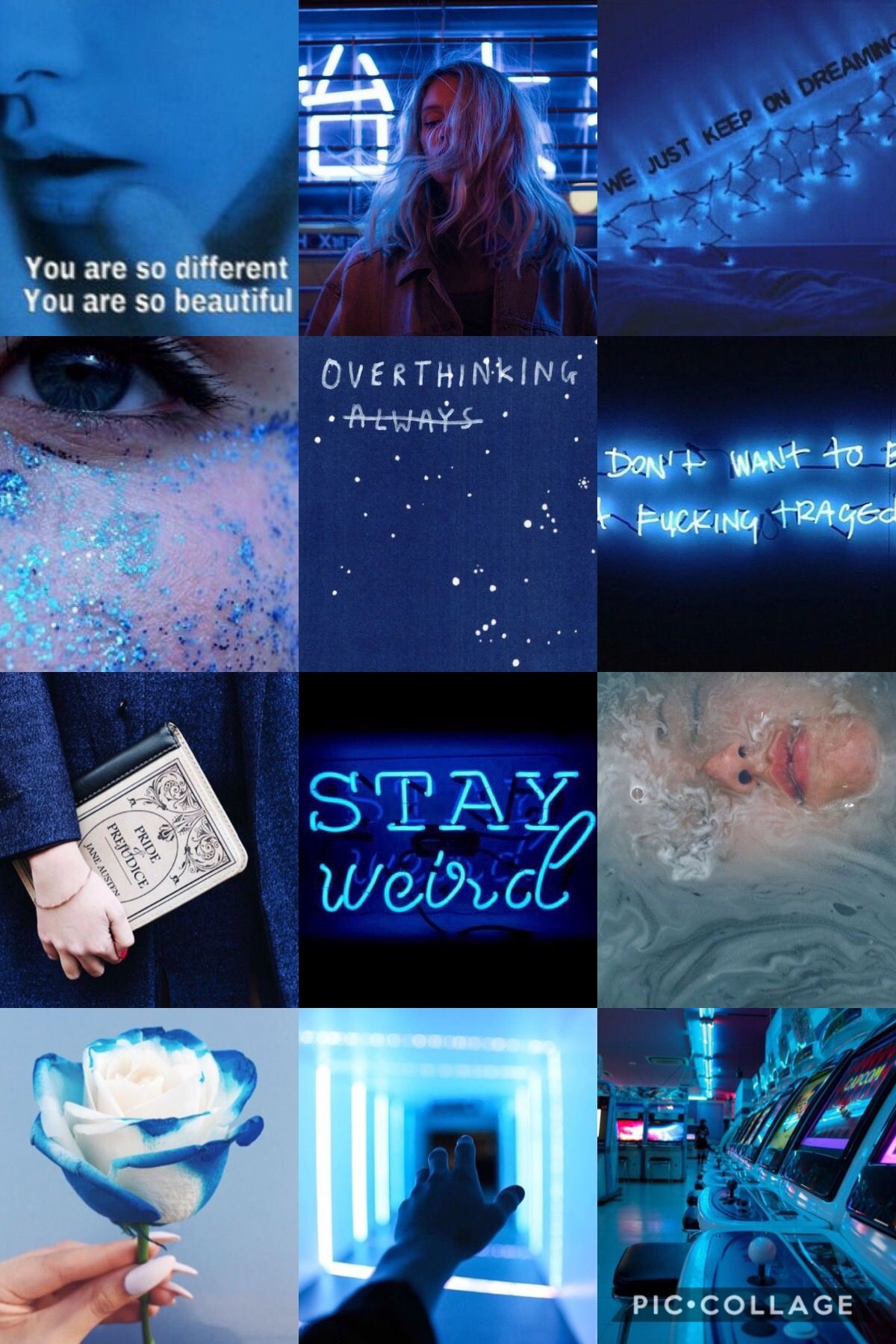 Blue aesthetic with a collage of different images - Aquarius